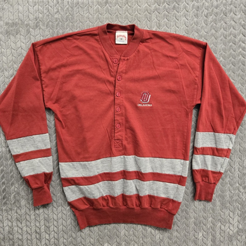 Vintage Nutmeg Mills‎ Oklahoma Sooners Long Sleeve Shirt Adult Medium USA Made